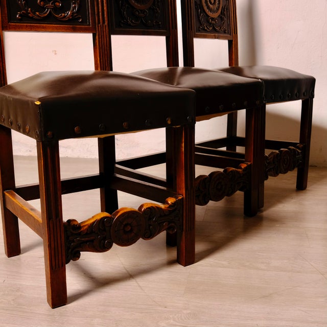Vintage Carved Wooden Chairs, 1920s, Set of 6 For Sale - Image 10 of 18