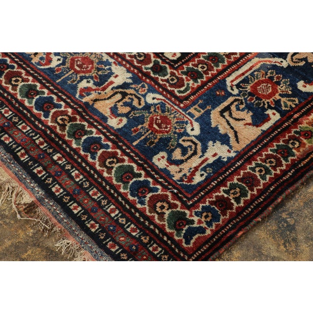 Tribal Antique Persian Lori Rug With Geometric All-Over Medallions in Black and Red For Sale - Image 3 of 7