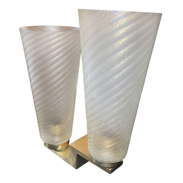 1990s 1990's Limited Edition Murano Glass and Brass Sconces - Set of Four For Sale - Image 5 of 10