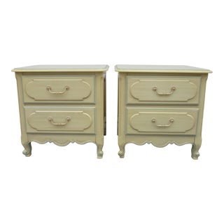 Yellow Two Drawer French Nightstands -A Pair For Sale