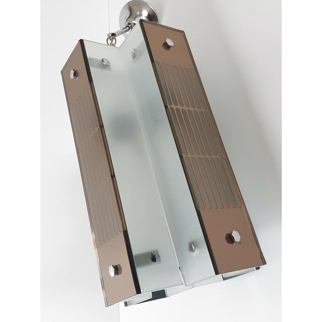 Vintage Italian Glass and Mirrored Glass Chandelier from Fontana Arte, 1970s For Sale - Image 6 of 13