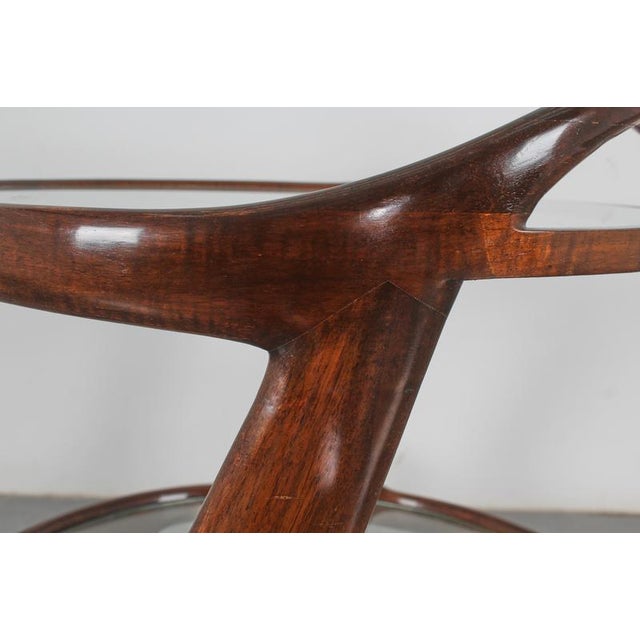 Mid-Century Glass and Curved Wood Bar Cart by Cesare Lacca, Italy, 1950s For Sale - Image 11 of 15