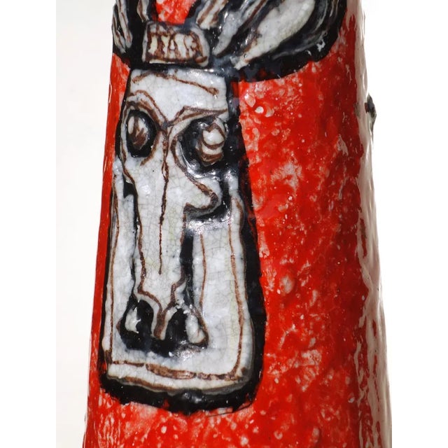 Mid-Century Italian Red Ceramic Vase from Titano San Marino, 1950s For Sale - Image 6 of 9