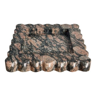 Mid-Century Box Tray With Fluted Ribbed Detail in Pink Granite For Sale
