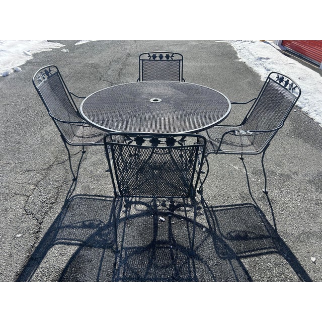 Perfect for your outdoor space! The table measures 48x28 and the chairs measure 17.5x27.5x37 There is some rust due to age...