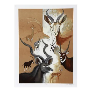 1970s "Antelope Composition" Lithograph by Caroline Schultz