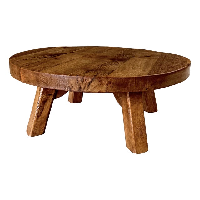 Brutalist Oak Coffee Table, Belgium, 1960s For Sale