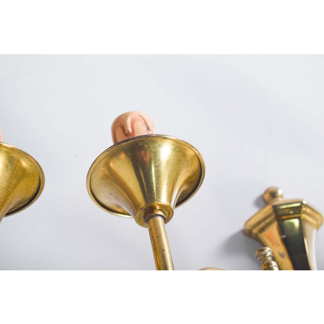 Wall Lights in Brass with Two Arms, 1920, Set of 2 For Sale - Image 3 of 6