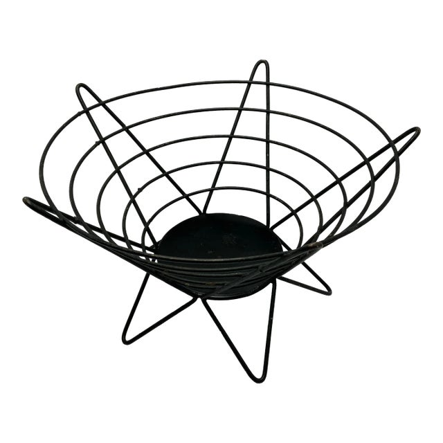 1950s Fred Press for Rubel Mid Century Atomic Metal Fruit Basket For Sale