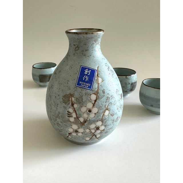 Robin's Egg Blue Japanese Ceramic Sake Set For Sale - Image 8 of 11