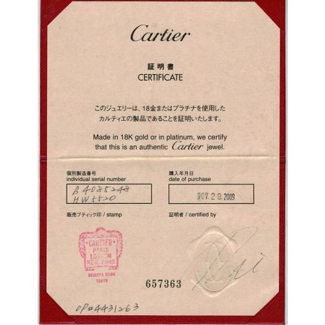 Late 20th Century Cartier Mini Love 18k Pink Gold Wedding Band Ring W/Cert - Size 4.5 For Sale - Image 5 of 5