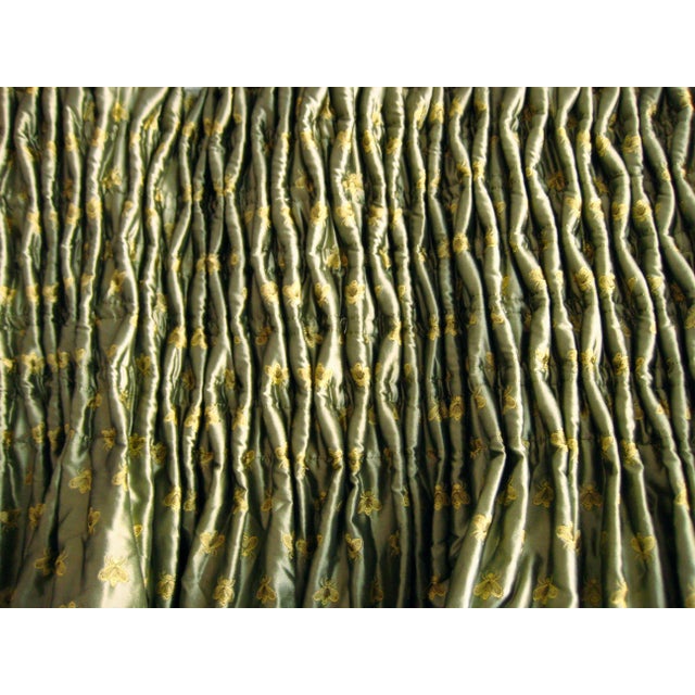 1980s French Empire Napoleon Style Green Silk Large Pair of Curtains ( 5 Pairs Available ) For Sale - Image 13 of 15