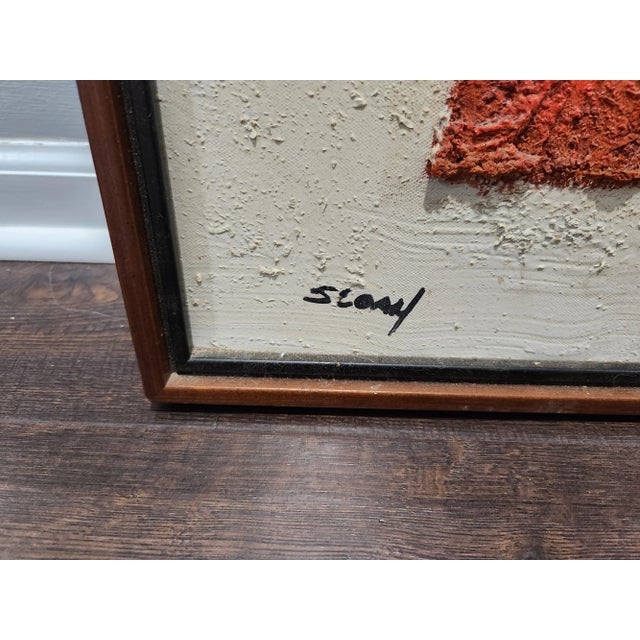 Abstract 1970s Sloan Oil Painting on Canvas Signed "Sloan", Framed For Sale - Image 3 of 3