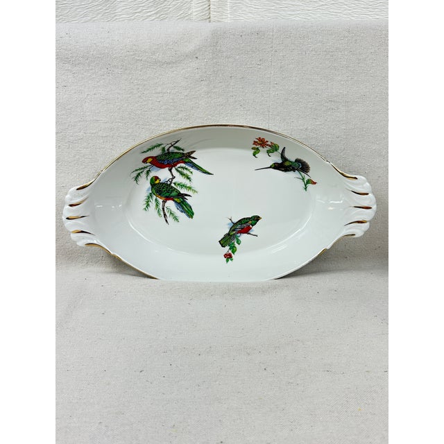 French Vintage Exotic Birds Gratin Dish For Sale - Image 3 of 12