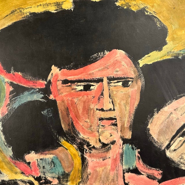 “Mother and Child” by Frederico Castellon Madrid 1962 Framed Watercolor on Masonite For Sale - Image 4 of 12