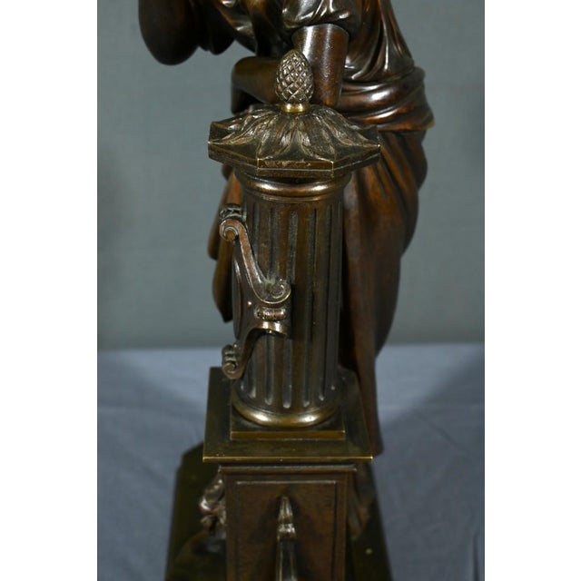 E. Bruchon, Lady at the Fountain, Mid-19th Century, Bronze For Sale - Image 15 of 18