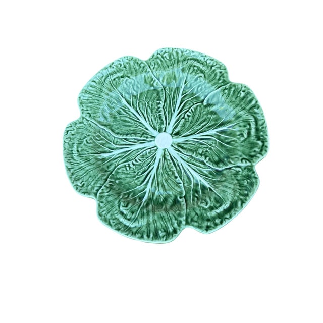 Bordallo Pinheiro Green Cabbage Platter Majolica 12” Late 20th Century For Sale - Image 9 of 11