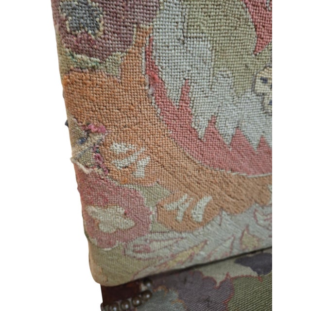 Wood Pair of Antique Louis XIV Style, Needlepoint-Upholstered Side Chairs For Sale - Image 7 of 17
