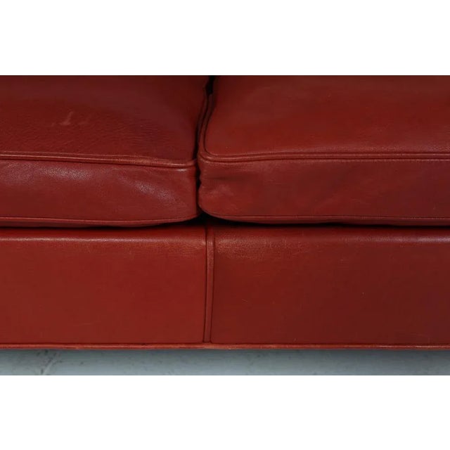 Textile Model No. 2212 2-Seater Sofa in Reddish Brown Leather with Oak Legs by Børge Mogensen for Fredericia Furniture, Denmark, 1980s For Sale - Image 7 of 13