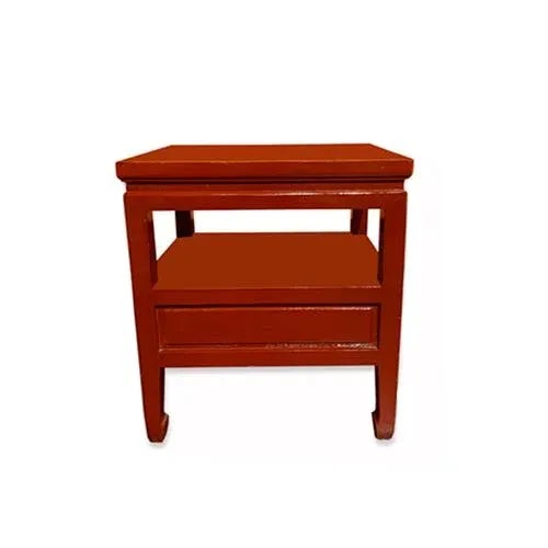 Chinese 1980s Asian Red Lacquer Nightstand For Sale - Image 3 of 4