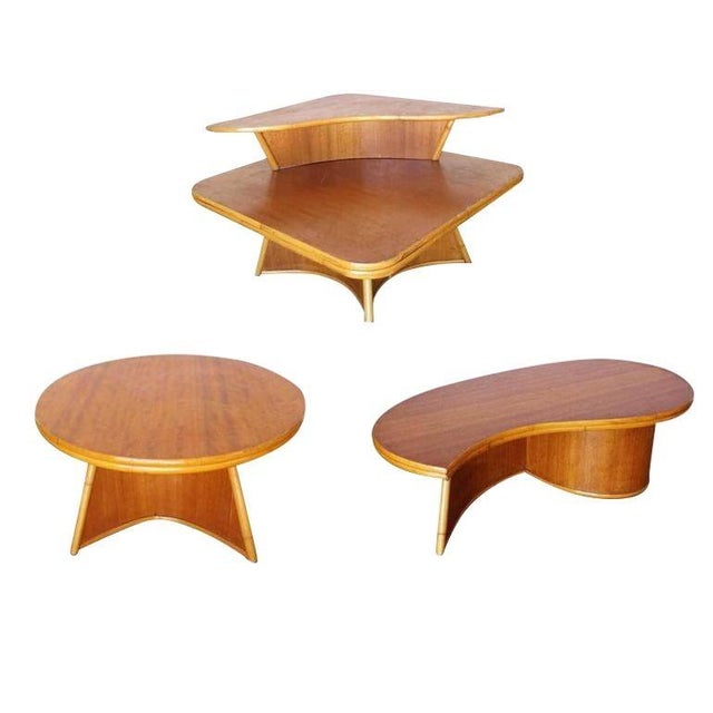 1950s Restored Rattan Living Room Table Set by Herbert & Shirley Ritts