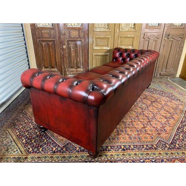 Vintage Mid-Century English Leather Chesterfield 4 Seat ...
