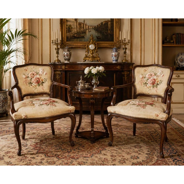 Antique Venetian Walnut Armchairs from Noble Residence, Italy, 1880, Set of 2 For Sale - Image 10 of 11