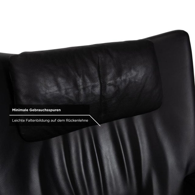 Black Wk Wohnen Spot 698 Leather Armchair Black Manual Function Sofa Couch For Sale - Image 8 of 14