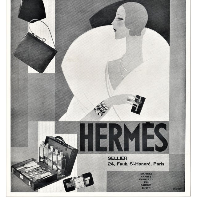 Art Deco Rare! 1927 French Art Deco Hermes Advertisement Print-Luxury Women's Fashion For Sale - Image 3 of 3