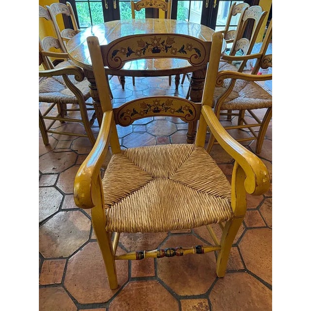 French Country French Country Vintage Style Oval Kitchen Dining Table & 8 Chairs For Sale - Image 3 of 8