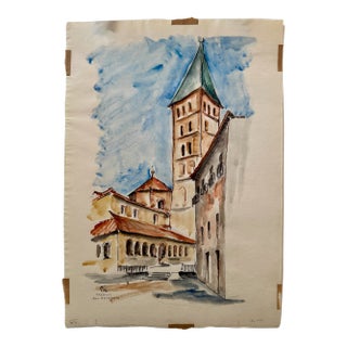 Henry Emil Salloch Original Watercolor on Paper San Esteban, Segovia España. 1972. For Sale