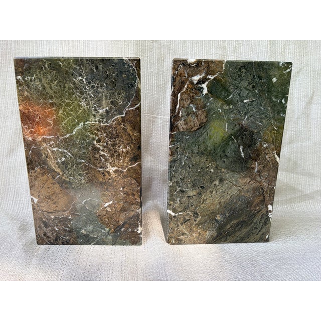 1980s Heavy Medical Caduceus Brown Gray Italian Marble Bookends a Pair For Sale - Image 11 of 15