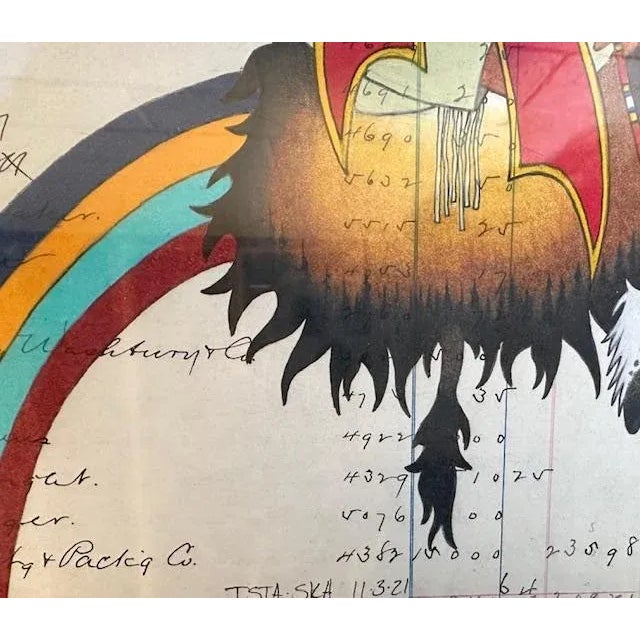 Late 19th Century Contemporary Drawing on an 1891 Ledger Page "No Boundaries" by Native American Artist For Sale - Image 5 of 6