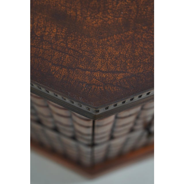 Animal Skin Theodore Alexander Leather Bookspline Bar Lamp Table For Sale - Image 7 of 12