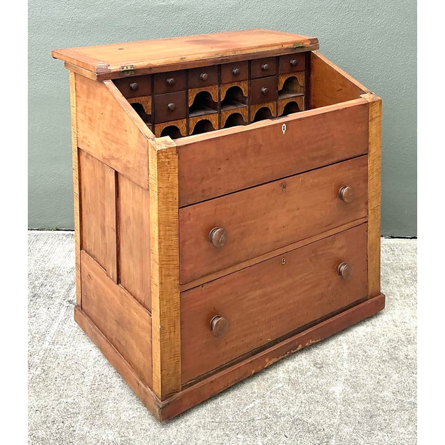 Vintage Tiger Maple Butlers Desk For Sale - Image 11 of 12