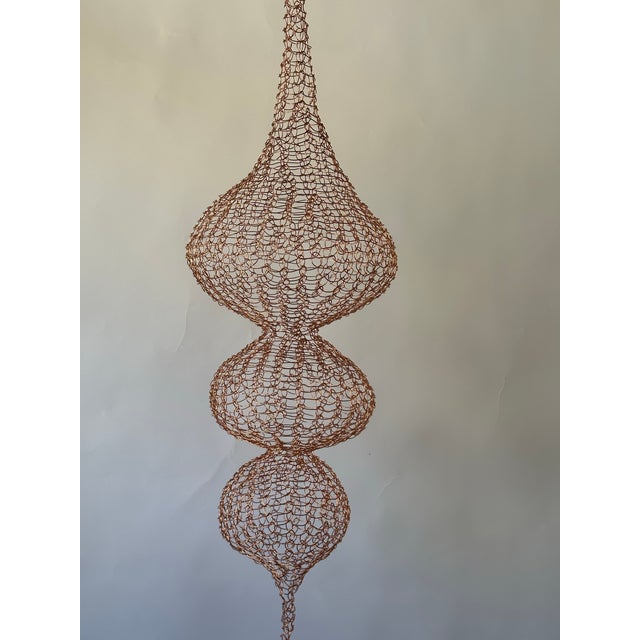 Abstract Handmade Copper Wire Sculpture Inspired by the Handwoven Technique of Ruth Asawa #22 For Sale - Image 3 of 3
