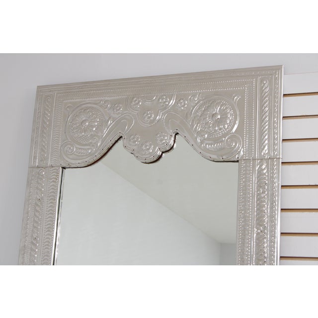 Traditional Large Embossed Silver Plated Tall Pier Mirror For Sale - Image 3 of 13