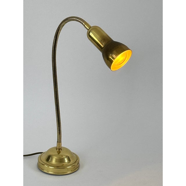 Mid-Century Modern Gooseneck Brass Table Lamp, Germany, 1970s For Sale - Image 6 of 18