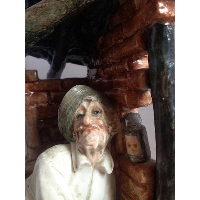 Auburn Vintage Italian Capodimonte Porcelain Figurine of an Old Man in a Ruined Shelter by Cedraschi For Sale - Image 8 of 11