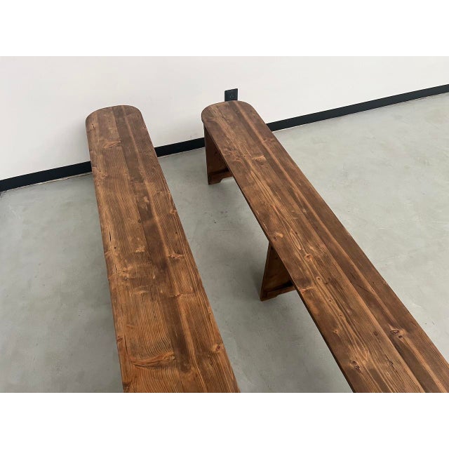 Set of Pine Farm Benches, 1950s For Sale - Image 4 of 14