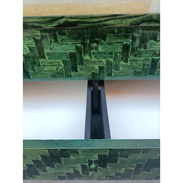 1960s Dresser in Green Stained Bamboo with 4 Drawers & Brass Details from Dal Vera Conegliano, 1960s For Sale - Image 5 of 6