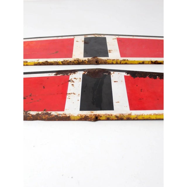 Red Vintage Large Metal Signs - a Pair For Sale - Image 8 of 10