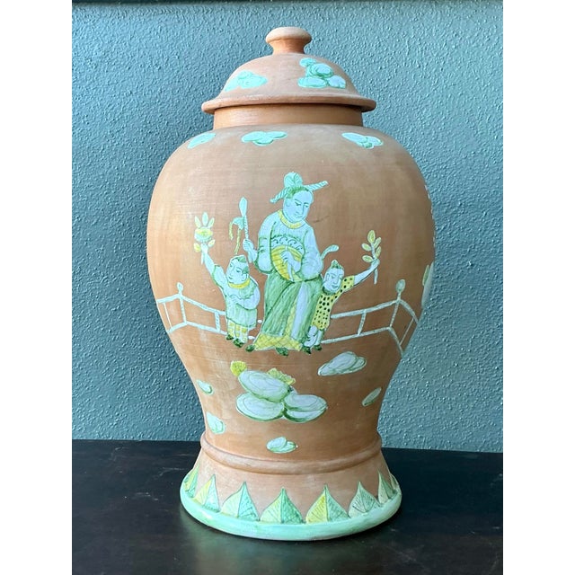 Vintage Regency Chinoiserie Lidded Urn For Sale - Image 9 of 12