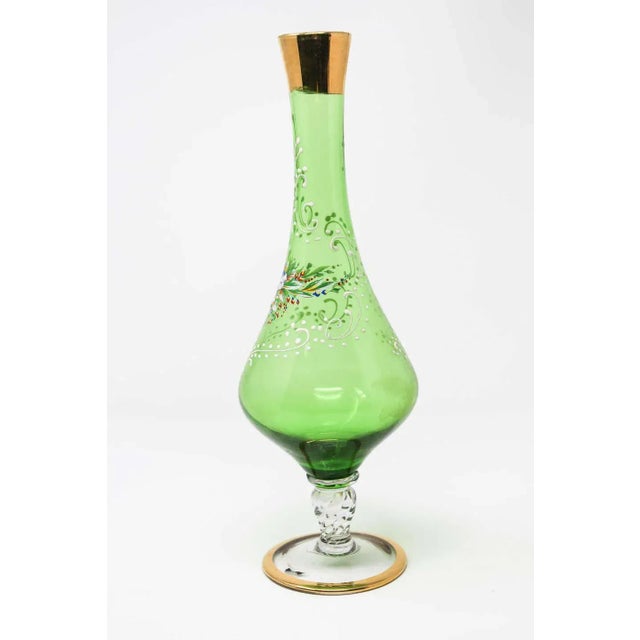 Mid 20th Century Bohemian Emerald Green Glass Gilded For Sale - Image 5 of 13