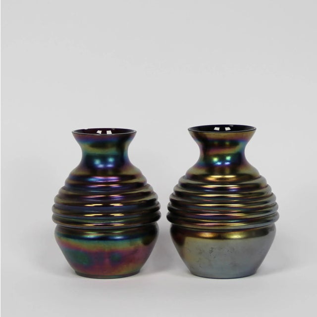 Art Deco Czech Iridescent Vases, Set of 2 For Sale - Image 4 of 7