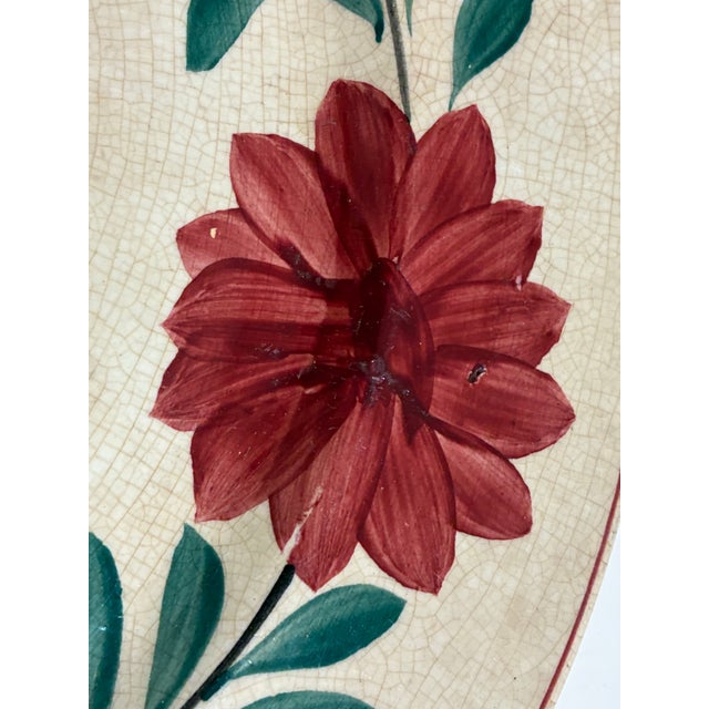 Mid 19th Century Antique Hand-Painted Floral Plate, c.1900 For Sale - Image 5 of 10