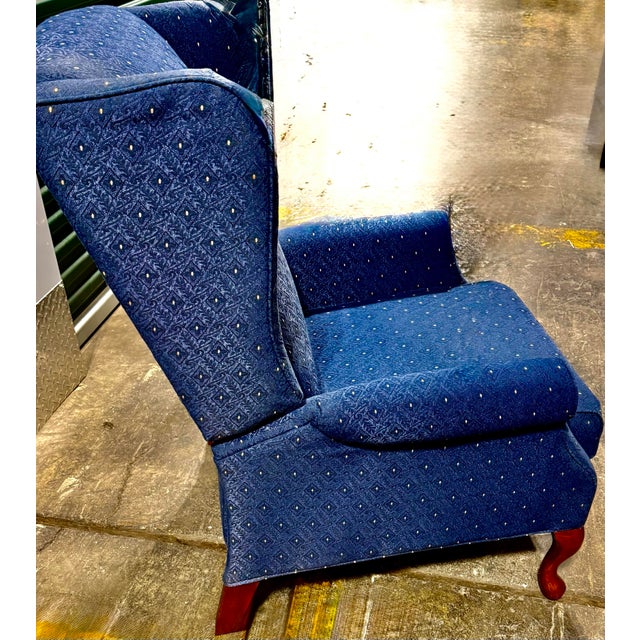 Wood 1980s Fireside Wingback Queen Anne Recliner For Sale - Image 7 of 11