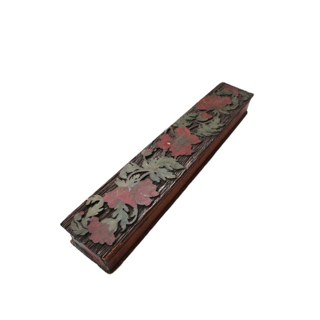 This exquisite Folk Art wooden box features a beautifully carved floral motif on its lid, capturing the organic elegance...