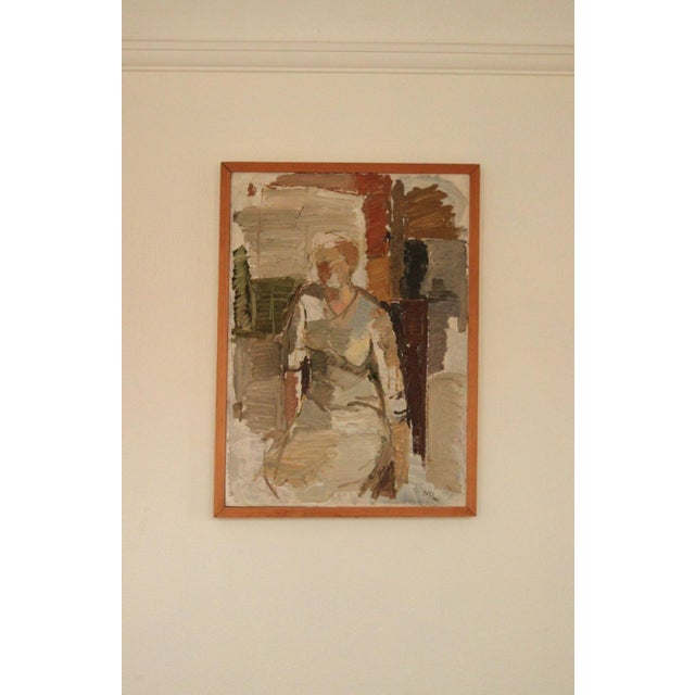 Original Oil on Canvas – “Sitting Woman” by Martin Agaton Lindberg – Signed, Framed 53 × 39 cm (20.9" × 15.4") A...