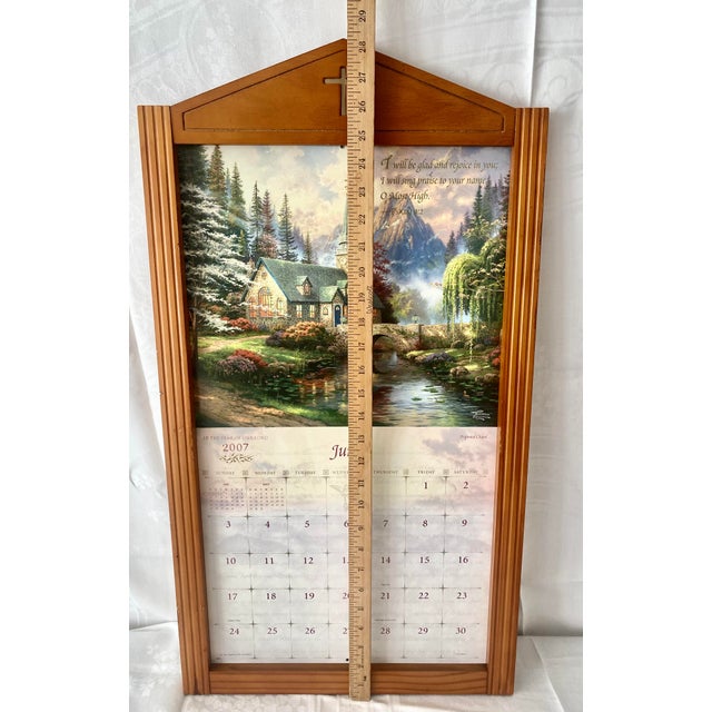Traditional Vintage Arched Top Medium Toned Wood Wall Calendar Frame Holder. For Sale - Image 3 of 8